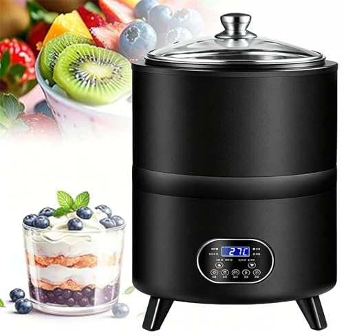 Yogurtiera Elettrica Con Controllo Della Temperatura, Fermentatrice Per Yogurt, Capacità 8 L/12 L, 600 W, Intervallo Di Temperatura 25-80 °C, Natto, Aglio Nero, Vino Di Riso(Black,12L)