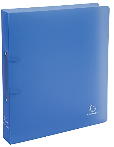 Exacompta 54362E Ringbuch Chromaline aus mittelfestem Kunststoff für DIN A4, 2-O Ring Mechanik Rücken 40 mm blau ideal für Schule und Universität Ringhefter Hefter Mappe