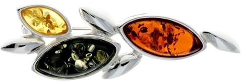 SilverAmber GL812 Broche pour femme en argent 925 avec ambre, Ambre, Ambre