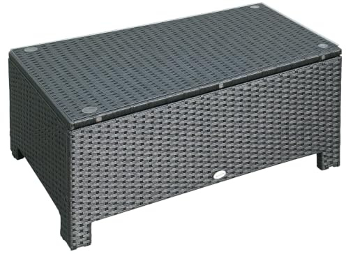 Outsunny Table Basse de Jardin Max. 50kg, Rotin Tressé, 85x50x39cm Noir