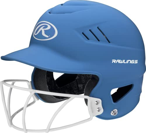 Rawlings | COOLFLO HIGHLIGHTER Batting Helmet | Face Guard Included | One Size Fits Most 6 1/2-7 1/2 | Matte Columbia Blue