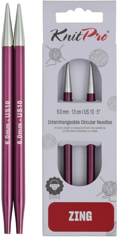 KnitPro KP47507 Zing: Agujas de Tejer: Circular: Intercambiables: Normal: 6,00 mm, Aluminio, Multicolor