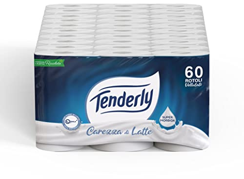 Tenderly Lot de 60 rouleaux de papier toilette caresse de lait