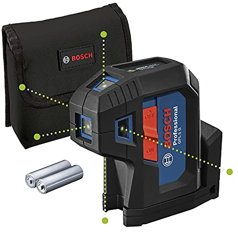 Bosch Professional 5-Punkt-Laser GPL 5 G (grüner Laser, Arbeitsbereich: bis 30 m, Tasche)