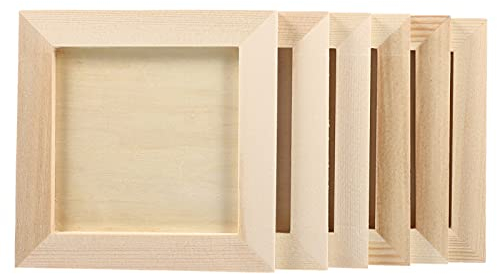 Toyvian 6Pcs DIY Holz Bilderrahmen, 4. 7X4. 7 Zoll Unfinished Bild Rahmen Holz Bilderrahmen für Kinder Erwachsene Kunst Handwerk DIY Malerei Projekte