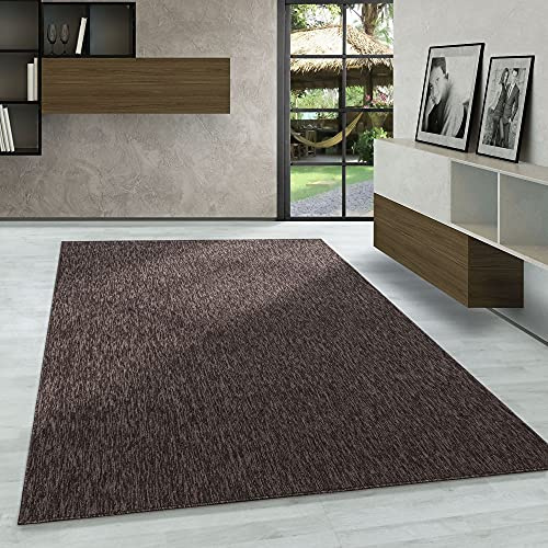 Carpetsale24 Teppich 160x230 cm Braun, Einfarbiger Kurzflor Schlingenteppich für großes Wohnzimmer, Schlafzimmer oder Esszimmer, Modern, weich & pflegeleicht