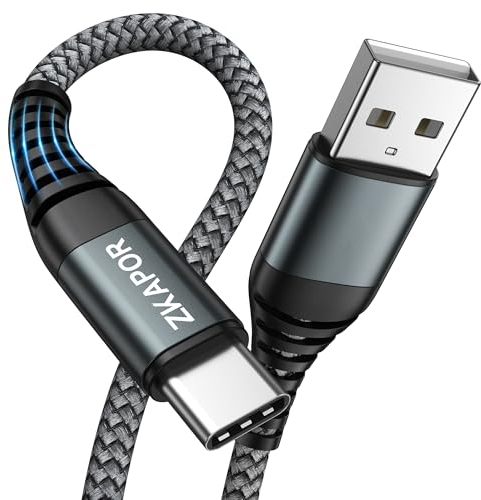 ZKAPOR Câble USB C 2M, Cable USB C Charge Rapide 3A Nylon Tressé Chargeur Cable Type C pour iPhone 15/15 Pro Max, Samsung Galaxy S23/S22/S21/S10, Note 10, Huawei P40/P30, Google Pixel