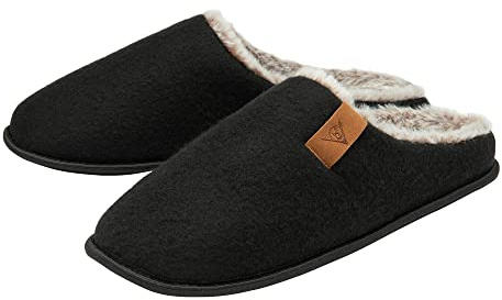 DUNLOP Mens Felt Mule Slippers - Black - UK 9