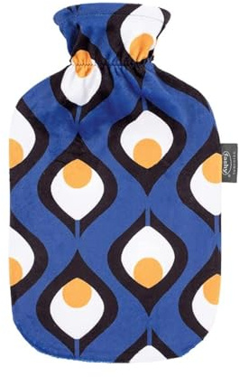 Fashy Wärmflasche mit bedrucktem Flauschbezug blau 2 L