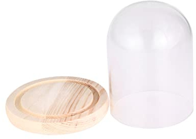 VICASKY Micro Landscape Eternal Flower Glass Cover Dly Handmade Cover Glass Dome Wooden Base for Fairy Garden Accessories