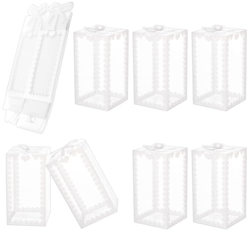 NBEADS 24 Stk. Transparente Geschenk-Box, Wiederverwendbare Klare Box Krone Druck Gunst Verpackung Geschenk-Boxen für Weihnachten Hochzeit Party Geschenke, 8x8x15cm