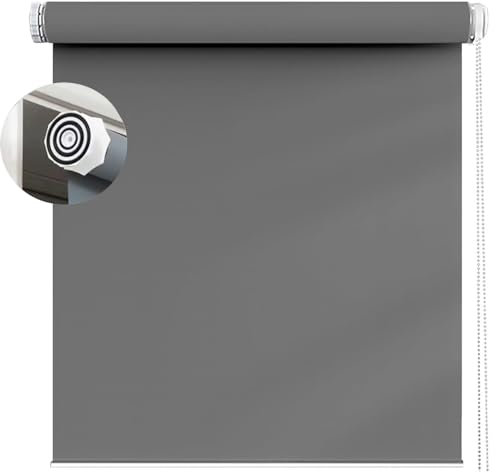 Rollo für Fenster Ohne Bohren 100 x 160 cm Hitzeschutz und Sichtschutz, Rollo Seitenzugrollo inkl. Zubehör für Wohnzimmer, Schlafzimmer, Dunkelgrau
