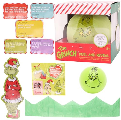 Toyland® The Grinch Peel & Reveal Pass The Parcel Game – 10 Neuheiten enthalten – Weihnachts-Familienspiele – ab 5 Jahren, grün