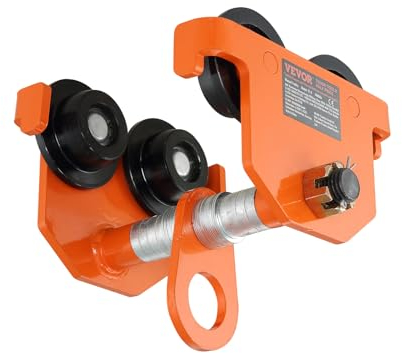 VEVOR Laufkatze 5Tonnen Tragfähigkeit Hallenkran 114-203mm Einstellbare Breite Kran 310x370x340mm Rollfahrwerk Doppelrad-Design Handfahrwerk für I- und H-Trägern Hallenkran Ladekran