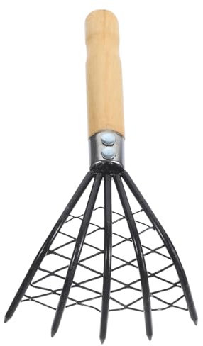 BESPORTBLE 1Stk mit Gitterrechen holzstiel Strand Equipment Clam Digging rake strandaccessoire Beach Accessory Werkzeug Muschelharke am Meer Strandrechen kurz Graben Austern Rostfreier Stahl