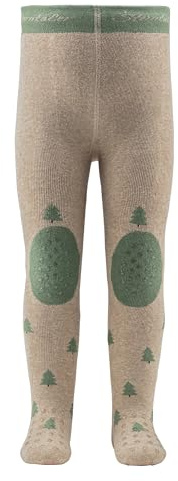 Sterntaler Baby Krabbelstrumpfhose Unisex – mit ABS-Noppen an Knie, Spann und Sohle – Motiv Weihnachten – Innenfutter für extra Komfort – beige melange, Größe 80