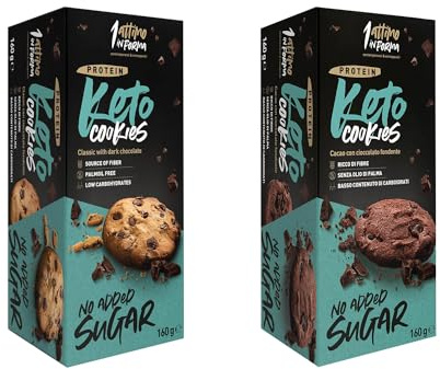 1 Attimo in Forma | Biscotti Proteici Keto per Dieta Chetogenica Senza Zuccheri Aggiunti 160 gr - Basso Contenuto di Carboidrati, Ricco di Fibre, Snack Spuntino Colazione (6 Confezioni, Entrambi)