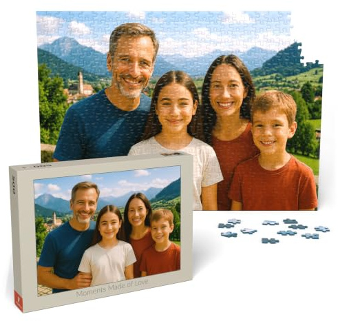MyPuzzle Personalisiertes Puzzle mit eigenem Bild - 1000/500/200/100 Teile: Gestalte Dein individuelles Fotopuzzle für Geburtstage, Muttertag, Valentinstag & Hochzeiten - 500 Teile (Querformat).