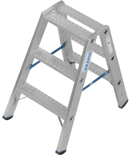 KRAUSE | Alu-Stufenstehleiter | Mit R13-Rutschhemmung, beidseitig begehbar, 2x3 Stufen