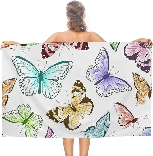 3D Strandtuch 150x200 cm Schmetterling Badetuch Groß Schmetterling Microfaser Handtücher Weich Schnell Trocknen Strandhandtuch Herren Frauen Badetücher, Strandtücher Strandlaken Handtuch A1882