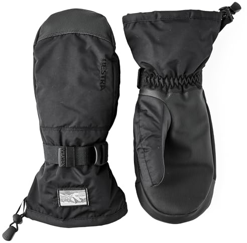 Hestra Unisex Gauntlet Sr Mitt, Waterproof, Windproof Insulated Mittens for Skiing & Snowboarding, Men & Women - Black/Black - 8