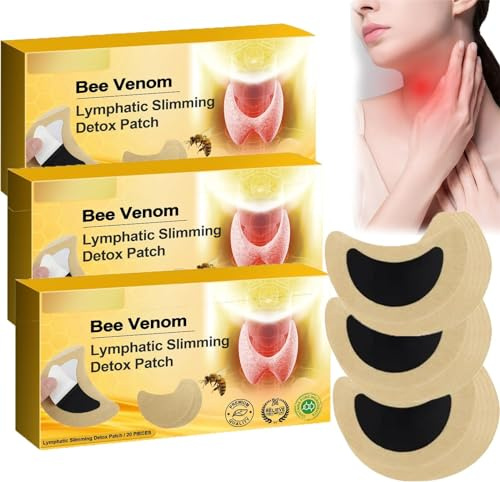 Cerotti disintossicanti linfatici al veleno d'api, cerotti per il drenaggio linfatico al veleno d'api, metabolismo naturale, per uomini e donne (3 scatole)