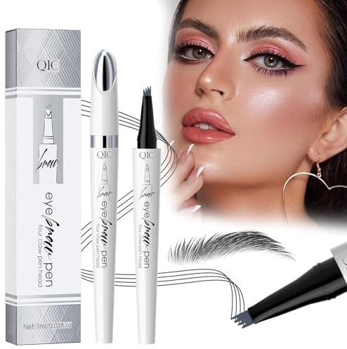 Wasserfester Augenbrauenstift mit 4 Spitzen, 3D Microblading Augenbrauenstift Konturstift, Langlebiger, Natürlicher, Feiner, Magischer Augenbrauenstift für Frauen und Mädchen (Grau)