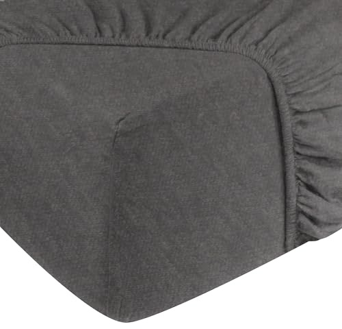 DoubleDry Spannbettlaken Jersey 140x200cm - 100% Baumwolle - Spannbetttuch - 28cm Steg - Grau Melange