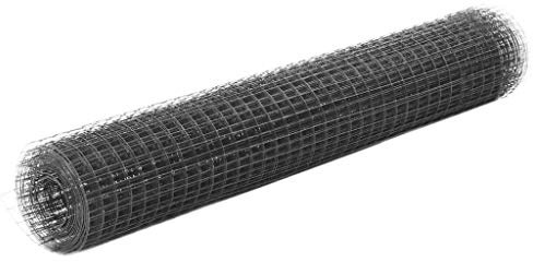 Juroupi Drahtzaun Stahl mit PVC-Beschichtung Maschendrahtzaun Zaunelemente Zaun Garten ZäUne FüR Garten 25x1 m Grau - 143642