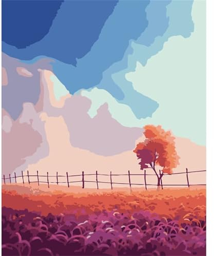 Aimaor Malen Nach Zahlen Erwachsene,Landschaftsbaum Malen Nach Zahlen Kits DIY mit rahmen Handgemalt Ölgemälde Kit Leinwand Acrylfarbe Paint by Numbers Heimdekoration Geschenke - 30x40cm