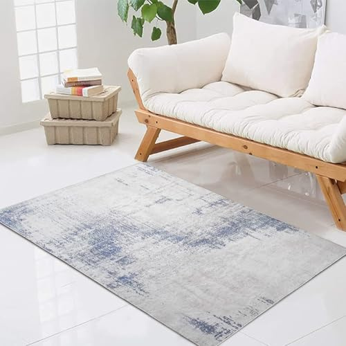 Cinknots Rugs Living Room 80x120 Door Blue Grey Carpet Abstract Rug Modern Area Rugs Soft Distressed Bedroom Decor Anti-Slip Floor Mat