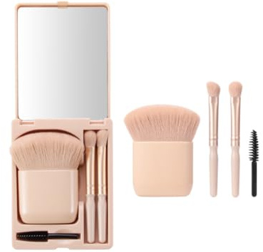 ARFUKA Travel Makeup Brush Set Mini Complete Function Cosmetic Brushes Kit Mini Makeup Brushes with Brush Case and Built-in Mirror