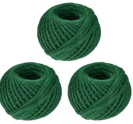 eMKay® Green Garden Jute Twine 3 Ply - PACK of 3-80m balls of Garden Twine Garden String for Arts Crafts Gardening Wedding Decor Packing Christmas Around the Home - TOTAL-240 METRE/787 FEET Approx