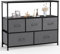 Sweetcrispy Kommode,TV Schrank Stand für Schlafzimmer mit 5 Stoffschubladen,Sideboard Wohnzimmer für 115cm TV,Einstellbare Füße Schubladenschrank,Komodenschrank für Schlafzimmer,Modernes Grau