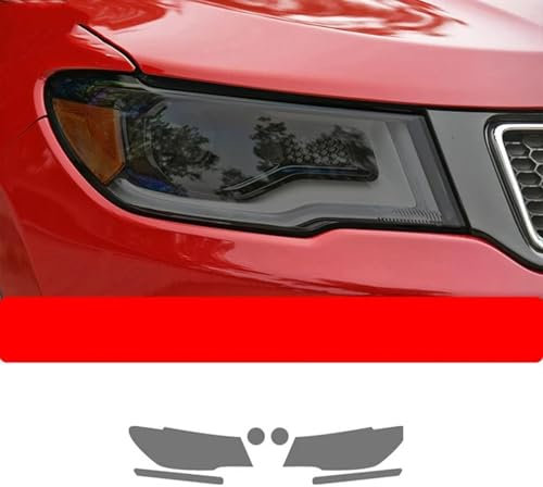 TQABADQ Pellicola Protettiva per fari per Auto Tinta della Luce Anteriore Adesivo TPU Nero fumé, per Jeep Grand Cherokee Wrangler Bussola Accessori