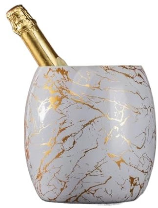 MRKU Cubo de Hielo de Acero Inoxidable de 3,6 l con Elegantes diseños de mármol, Ideal para Bares de cócteles, Fiestas, Vino frío, champán y Vino.