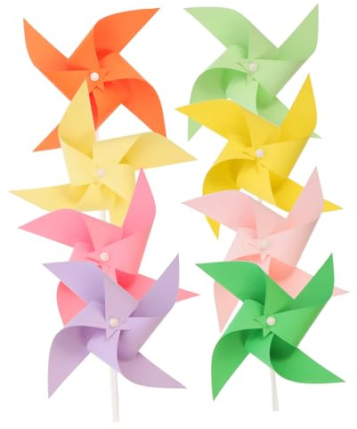 TOYANDONA 8piezas Molinos De Viento De Papel para Juguetes DIY De Colores Mixtos Decoración para Fiestas Al Aire y Infantiles
