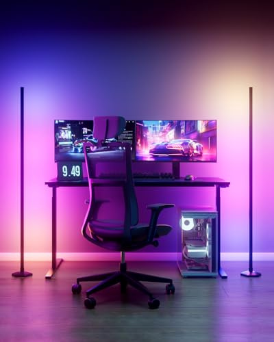 rhinowisdom 2 Pack LED Floor Lamp, 65 RGB Corner Floor Lamp with APP & Remote, Lamps for Living Room with 16 Million Colors, 300+ Preset Scenes, Music Sync, Mood Lighting for Living Room & Bedroom
