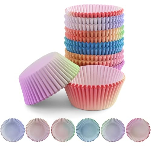 300 Pezzi Mini pirottini per muffin, Pirottini di Carta,per cupcake,alimenti, design a gradiente (dimensioni standard)