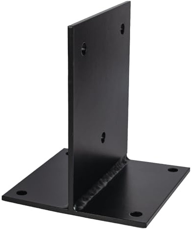 Heavy Duty Black Galvanised Internal Bolt Down Pergola Post Support – Internal Post Bracket Ground Anchor for Outdoor Structures (150mm - 6x6)