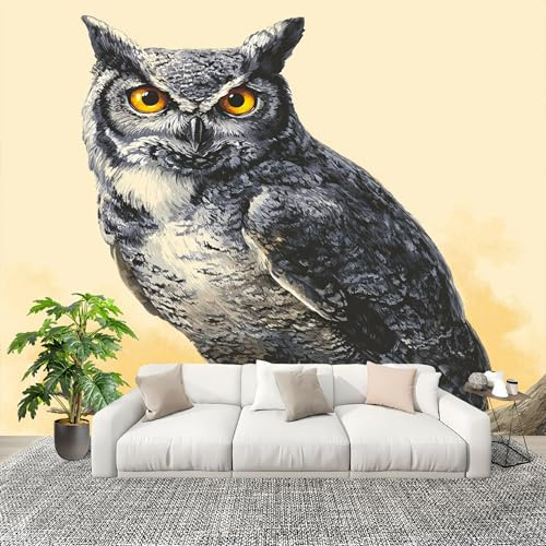 Papel Tapiz 250x175cm BúHo Animal Decoración De Pared Sala Cuarto Oficina Salón De Color Claro Fotomural limpiable - Mural de Papel Pintado