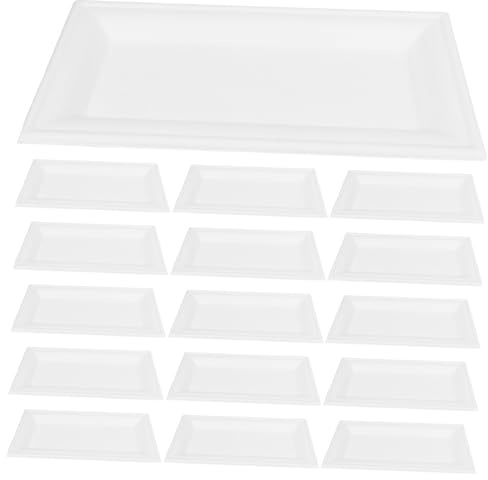Yardwe 50piezas Bandeja De Cartón Desechable Blanca Plato Llano Para Pastel y Comida Para Picnic