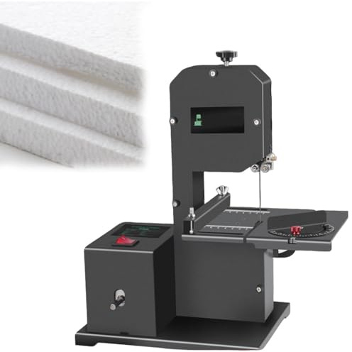 ShaiVrissian Sierra Cinta Banco Eléctrica,Sierra para Madera,Motor Cobre Puro,Base Metal Reforzada,Cortes Biselados 0-45°,Profundidad Sierra 70mm,Garganta 90mm,para Carpintería