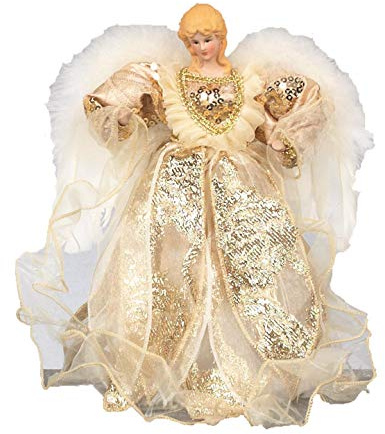 Ivory and Gold Angel Christmas Tree Topper (30cm)