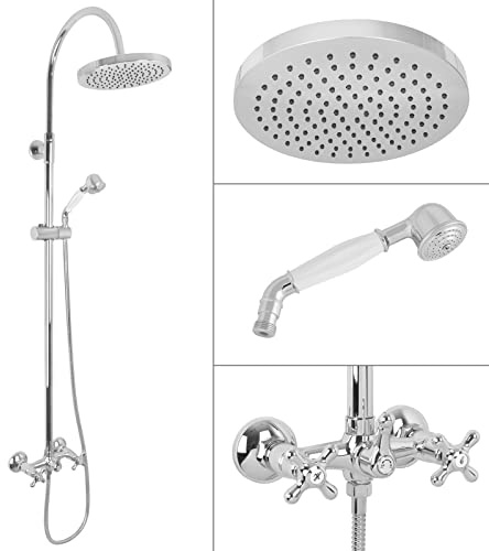 Welfenstein Nostalgie Aufputz-Set 2D-1482 Regendusche 20cm Duscharmatur Aufputzmontage Retro Kreuzgriff