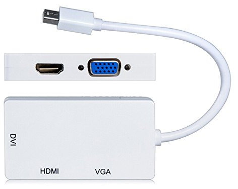 Mini DisplayPort a DVI/HDMI/VGA 3-en-1 adaptador
