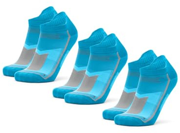 DANISH ENDURANCE Calzini da Running Uomo Donna Corti, Calze da Corsa Anti Vesciche, Tecnici e Sport, 3 o 5 Paia, Blu Caraibi, 43-47