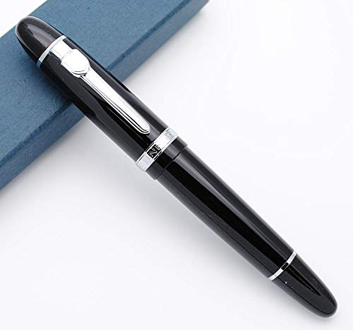 JINHAO 159 Füllfederhalter (Schwarz mit silbernem Clip, M Feder)