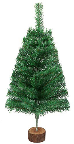 VEYLIN Mini sapin de Noël artificiel avec support en bois 80 branches 60 cm