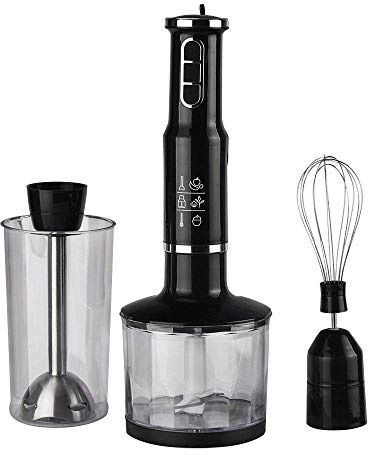 No/Brand Batidora de Mano, batidora de Mano 4 en 1 de 750 W con batidor eléctrico y Accesorios para Picar Verduras, Color Negro